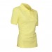 Lässig Damen Pique Polo Shirt Kragen Hals Kurz Gerippt Ärmel Mellow Yellow