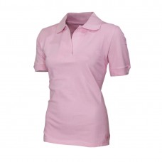 Lässig Damen Pique Polo Shirt Kragen Hals Kurz Gerippt Ärmel Quartz Pink