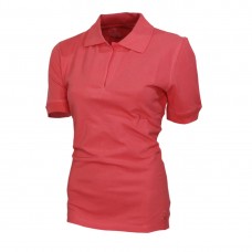 Lässig Damen Pique Polo Shirt Kragen Hals Kurz Gerippt Ärmel Rose of Sharon