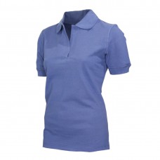 Lässig Damen Pique Polo Shirt Kragen Hals Kurz Gerippt Ärmel Moonlight Blue