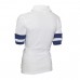 Lässig Damen Pique Polo Shirt Kragen Hals Kurz Gerippt Ärmel Moonlight Blue-White