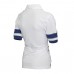 Lässig Damen Pique Polo Shirt Kragen Hals Kurz Gerippt Ärmel Moonlight Blue-White